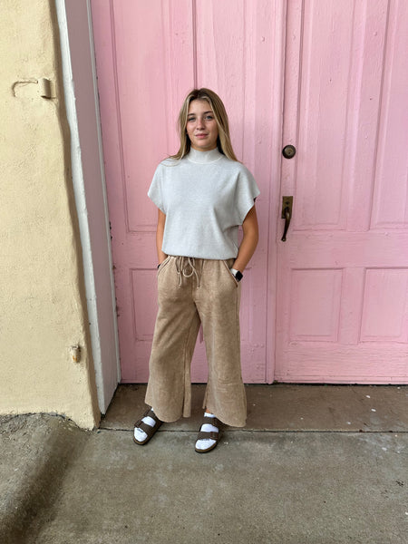 Susan Acid Wash Fleece Wide Leg Crop Sweatpants