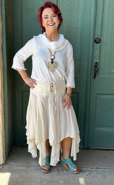 Top Ryse de algodón con flecos y cuello desbocado