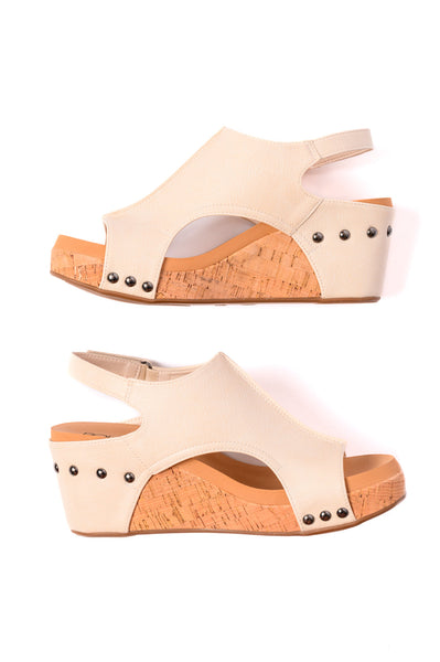Carley Wedge Sandals in Cream by Corky's - ONLINE EXCLUSIVE!