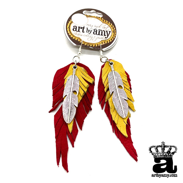 Tribe Leather Feather Earrings