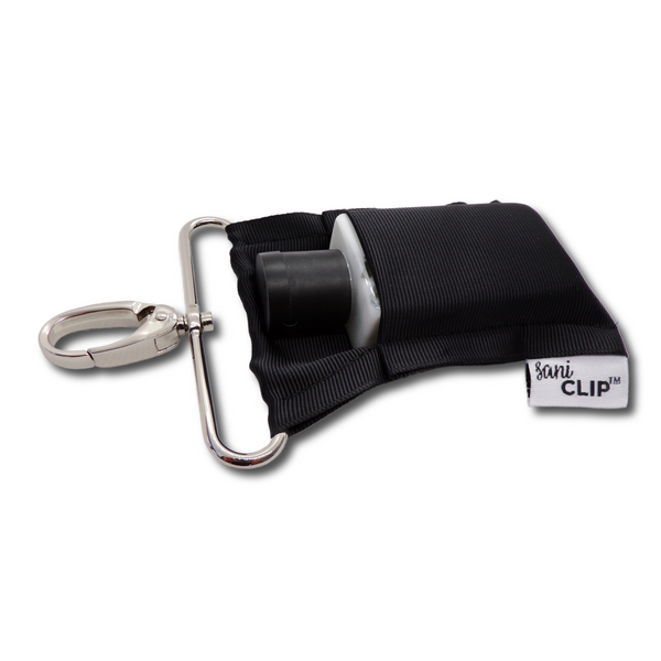 CLASSIC: Black SaniClip Hand Sanitizer Holder - made to order