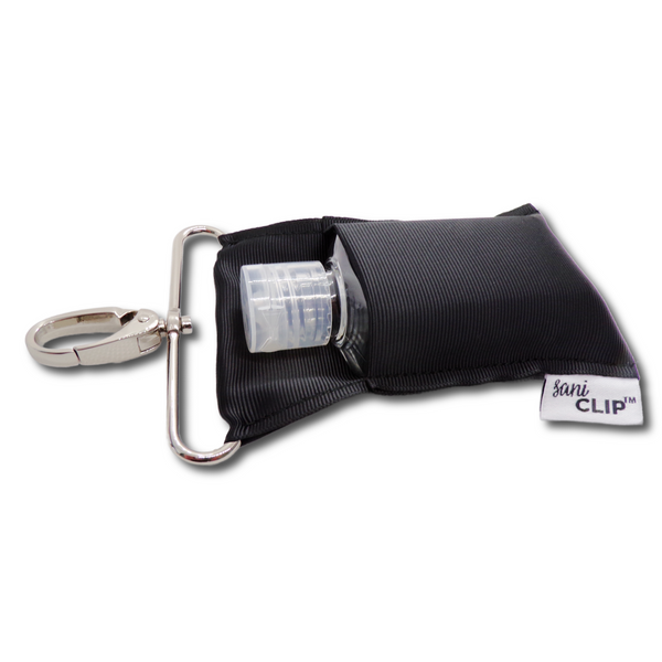 CLASSIC: Black SaniClip Hand Sanitizer Holder - made to order