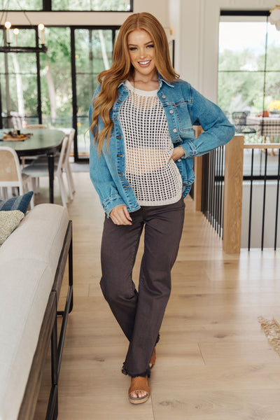 Top de rejilla Coastal Dreams en color crema