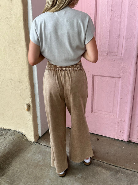 Susan Acid Wash Fleece Wide Leg Crop Sweatpants