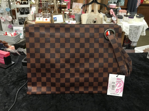 London Check Large Wristlet