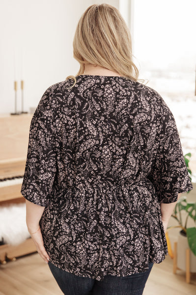 Top peplum Dearest Dreamer en negro y rubor