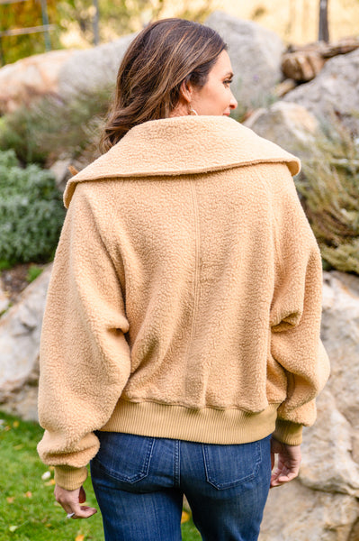 Don't Stress Oversized Collar Sherpa Jacket In Taupe - ONLINE EXCLUSIVE!