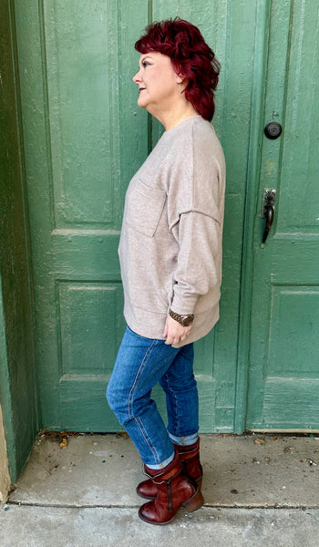 Túnica con bolsillo de mezcla cepillada Dawnie