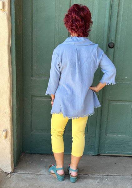 Ryse Cowl Neck Fringe Cotton Top