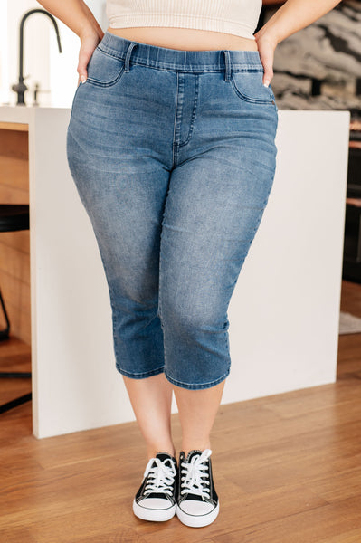 Emily High Rise Cool Denim Pull On Capri Judy Blue Jeans - ONLINE EXCLUSIVE!