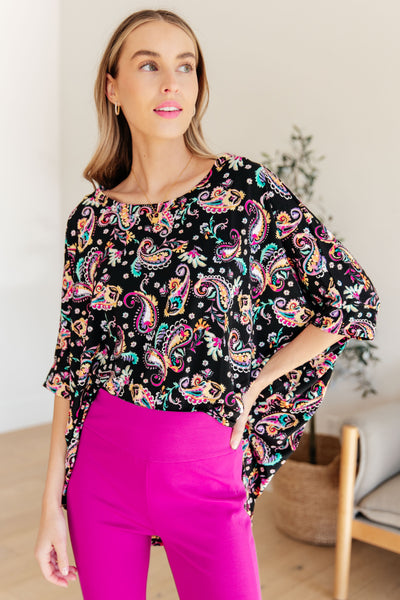 Blusa esencial en cachemira negra y rosa