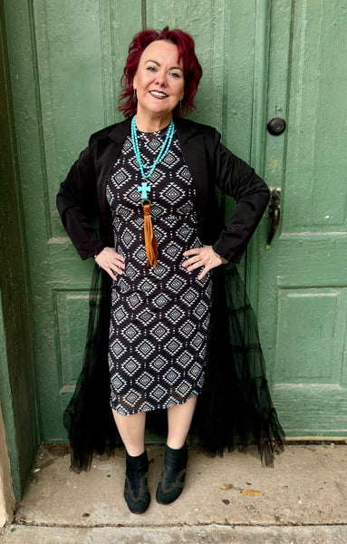 Abigail Western Duster with Tulle Mesh