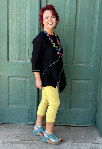 Tressin Cotton Gauze Pullover Top w/ Piping