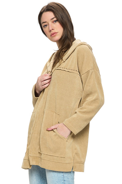 Chaqueta Kimora cosida a mano con capucha