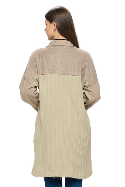 Keira Long Ribbed Button Up Shacket