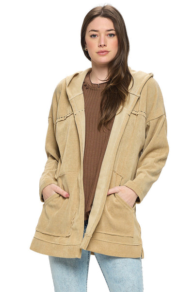 Chaqueta Kimora cosida a mano con capucha