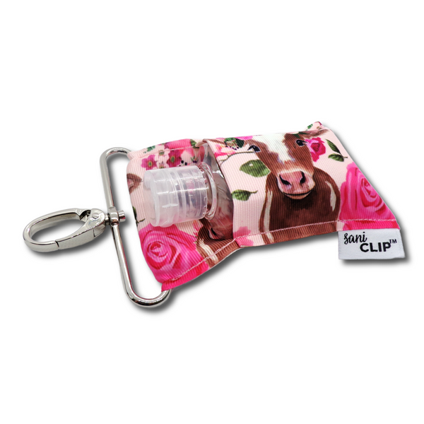 Floral Cow SaniClip Hand Sanitizer Holder - made to order