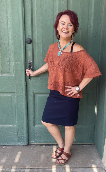 Falda lápiz sin cierres azul marino Camille de Krazy Larry