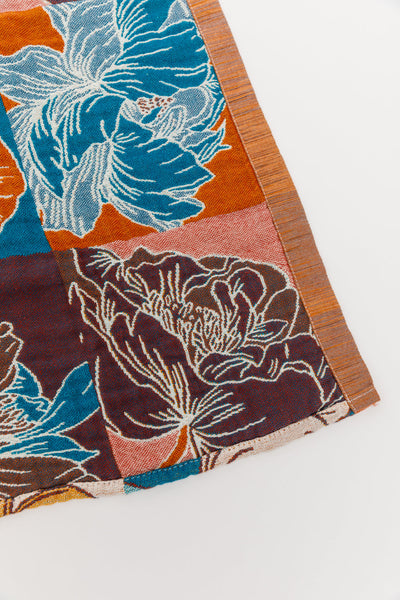 Toalla de playa de lujo con estampado floral en bloque