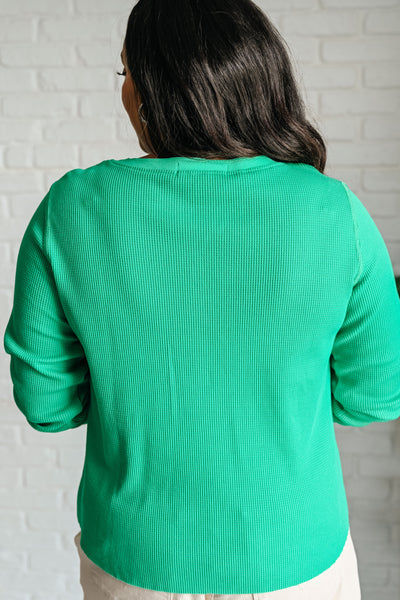 Camiseta henley de punto gofre Greensleeves