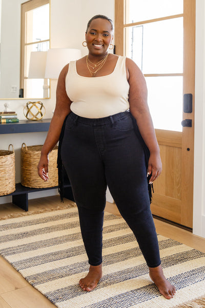 Hilary Side Fringe Skinny Jegging In Black - ONLINE EXCLUSIVE!