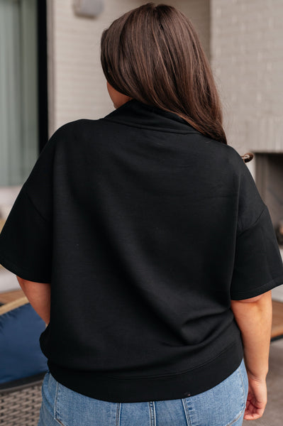 Top de cuello alto "I Just Felt Like It" en negro