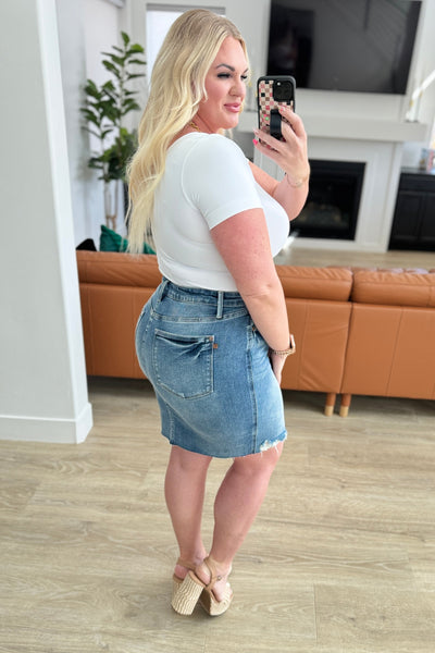Carol High Rise Rigid Magic Denim Judy Blue Jeans Skirt - ONLINE EXCLUSIVE!