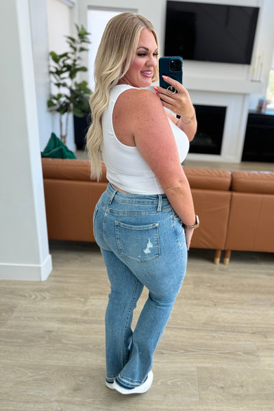 Isla Mid Rise Distressed Released Hem Bootcut Judy Blue Jeans - ONLINE EXCLUSIVE!
