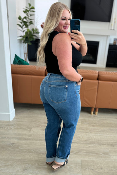 Vaqueros rectos con detalle de costura central y tiro alto Campbell: ¡EXCLUSIVO ONLINE!