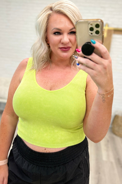 Camiseta de tirantes reversible sin costuras y acanalada Fundamentals en verde