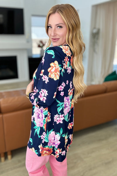 Cárdigan Lizzy en azul marino y lavanda