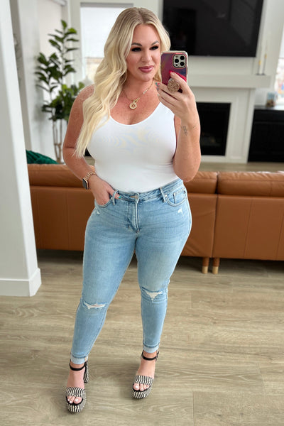 Eloise Mid-Rise Control Top Distressed Skinny Judy Blue Jeans - ONLINE EXCLUSIVE!