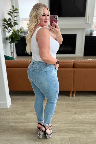 Eloise Mid-Rise Control Top Distressed Skinny Judy Blue Jeans - ONLINE EXCLUSIVE!