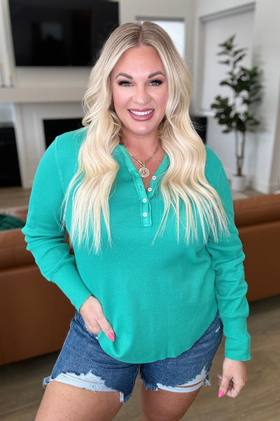 Camiseta henley de punto gofre Greensleeves