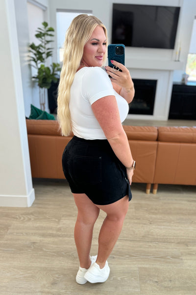 2828 Bentli Hi-Rise Side Tie Judy Blue Denim Skort in Black