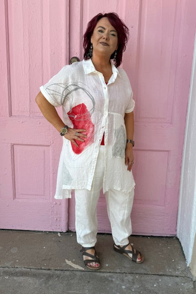 62303 Celine Linen Button-Down Tunic / Dress by Ever Sassy - Dolcezza