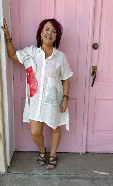 62303 Celine Linen Button-Down Tunic / Dress by Ever Sassy - Dolcezza