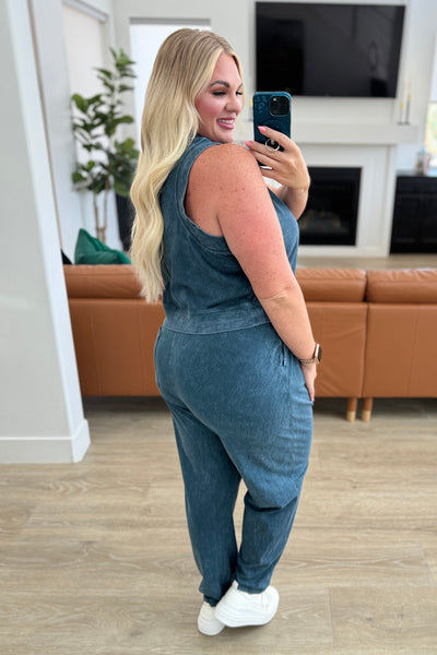 Pantalones deportivos de pierna cónica Limber Up en azul pizarra