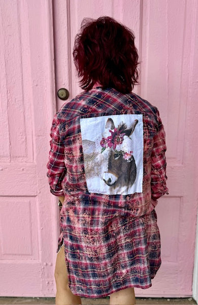 Thelma Pink Donkey Cotton Plaid Shirt - ONE OF A KIND!