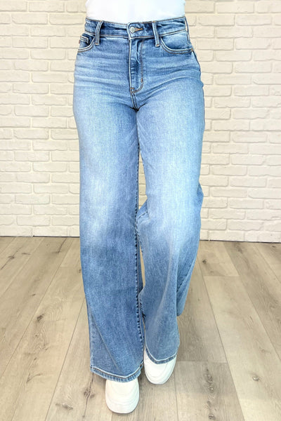 82625 Karis Hi-Rise Vintage Wash Retro Wide Leg Judy Blue Jeans