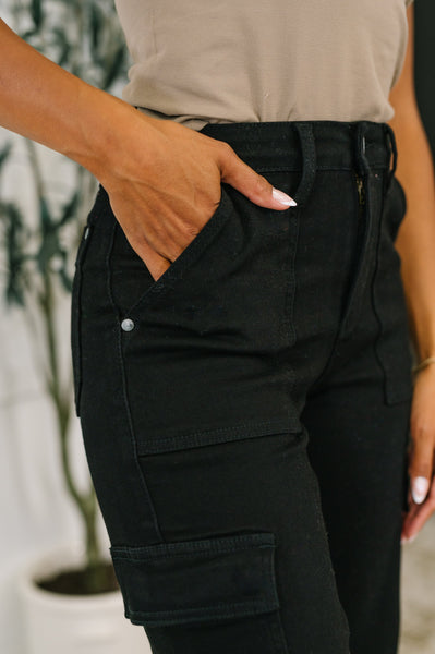 Keira High Waist Cargo Wide in Black Judy Blue Jeans
