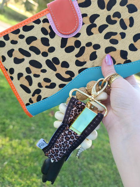 Leopard LippyClip KISS for larger lip balms, essential oil rollers, etc.