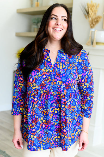 Top Babydoll Lizzy con estampado floral retro real