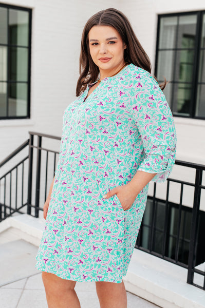 Vestido Lizzy en menta y magenta