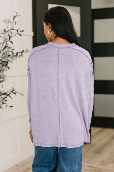 Mellow Mood Heathered Pullover in Lavender