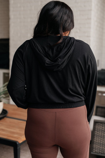 Sudadera con capucha y media cremallera Morning Run en negro