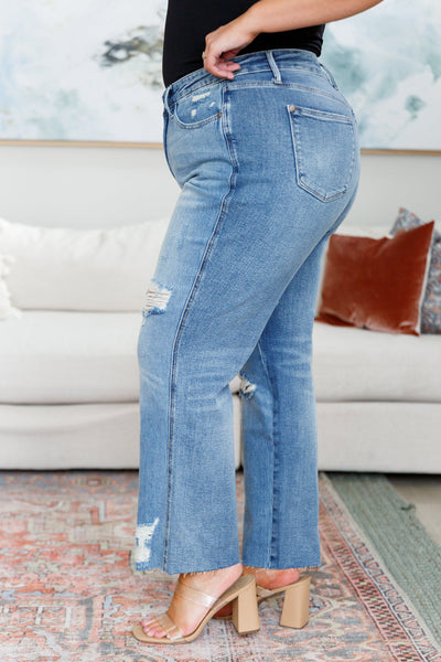 Jeans rectos y ajustados Nora High Rise Rigid Magic Destroy Judy Blue - ¡EXCLUSIVO ONLINE!