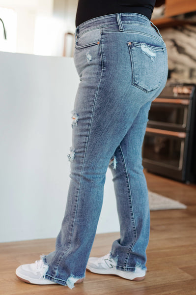 O'Hara Mid-Rise Destroyed Straight Judy Blue Jeans - ONLINE EXCLUSIVE!
