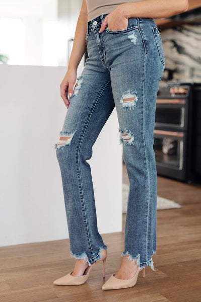 O'Hara Mid-Rise Destroyed Straight Judy Blue Jeans - ONLINE EXCLUSIVE!