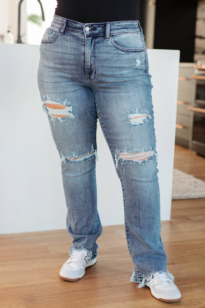 O'Hara Mid-Rise Destroyed Straight Judy Blue Jeans - ONLINE EXCLUSIVE!